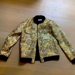 Equipment gold bomber jacket